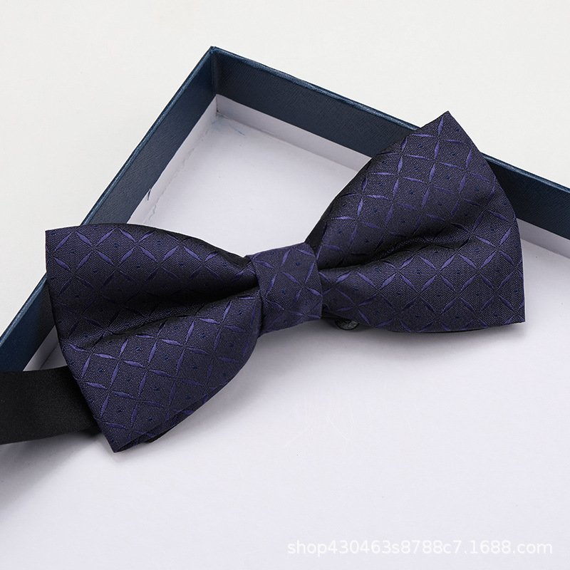 보라색 대형 격자 무늬 나비 넥타이