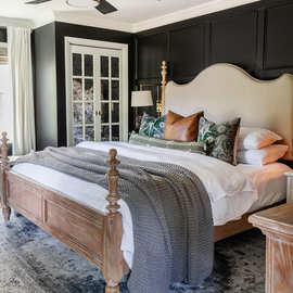 美式轻奢实木床双人床主卧1.8米法式复古简约1.5米单人实木床定制