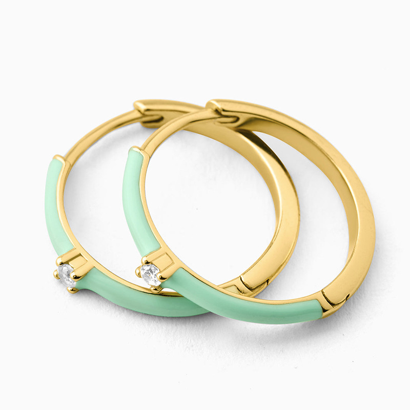 Simple Style Geometric Copper Earrings Enamel Plating Rhinestones Copper Earrings