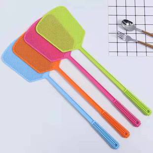 Fly Swatter Mosquito Insect Plastic Durable Silicone Household Thickened Extended Manual Fly Swatter Durable Long Handle Mosquito Swatter