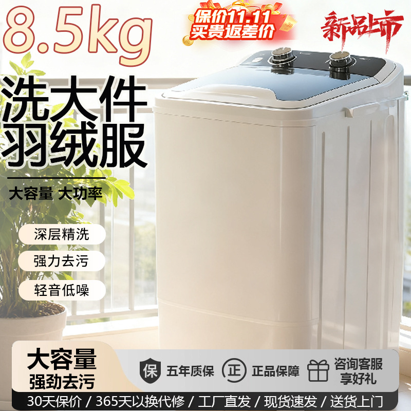 Large-Capacity Washing Machine Small Mini Washing and Drying Integrated Household Dormitory Portable Fully Semi-Automatic Single Barrel Baby and Kids