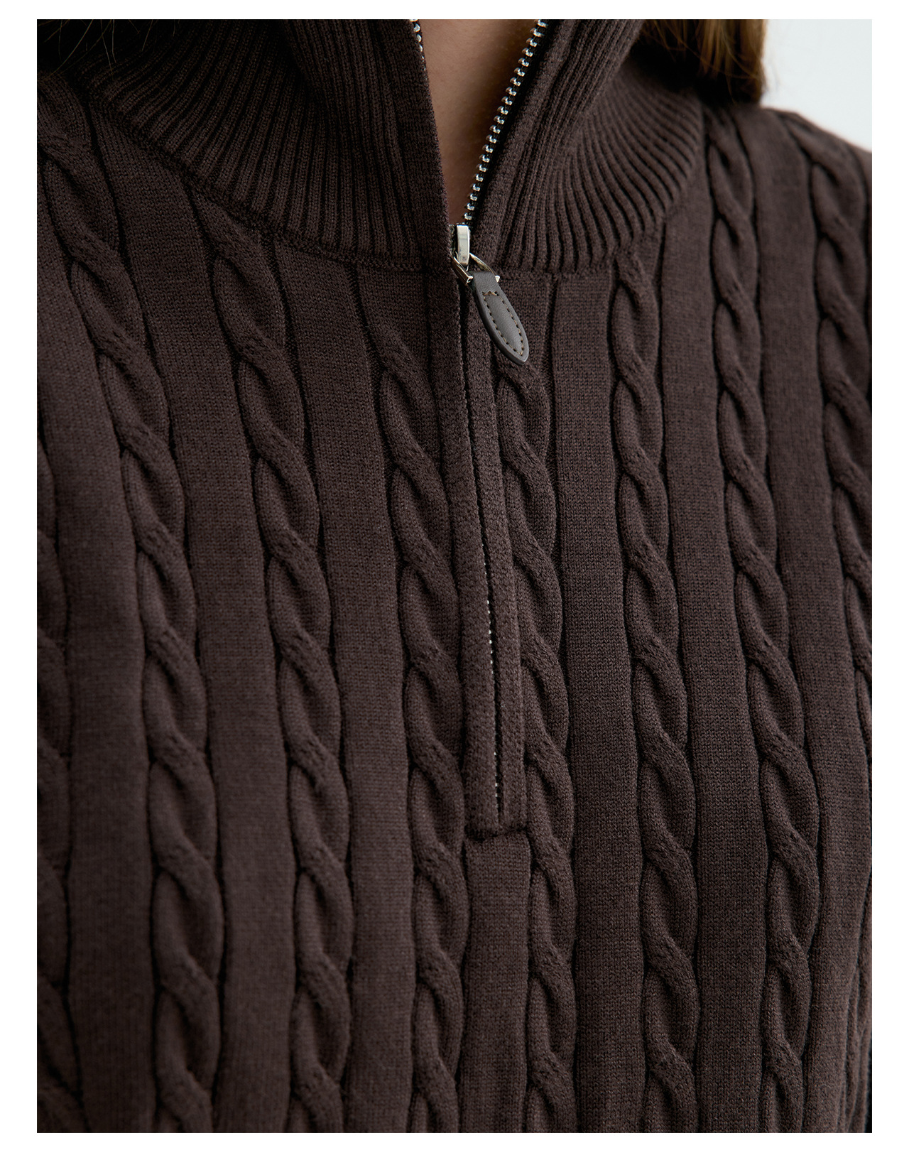 UNF 250g Half-Zip Cable-Knit Mock-Neck Sweater