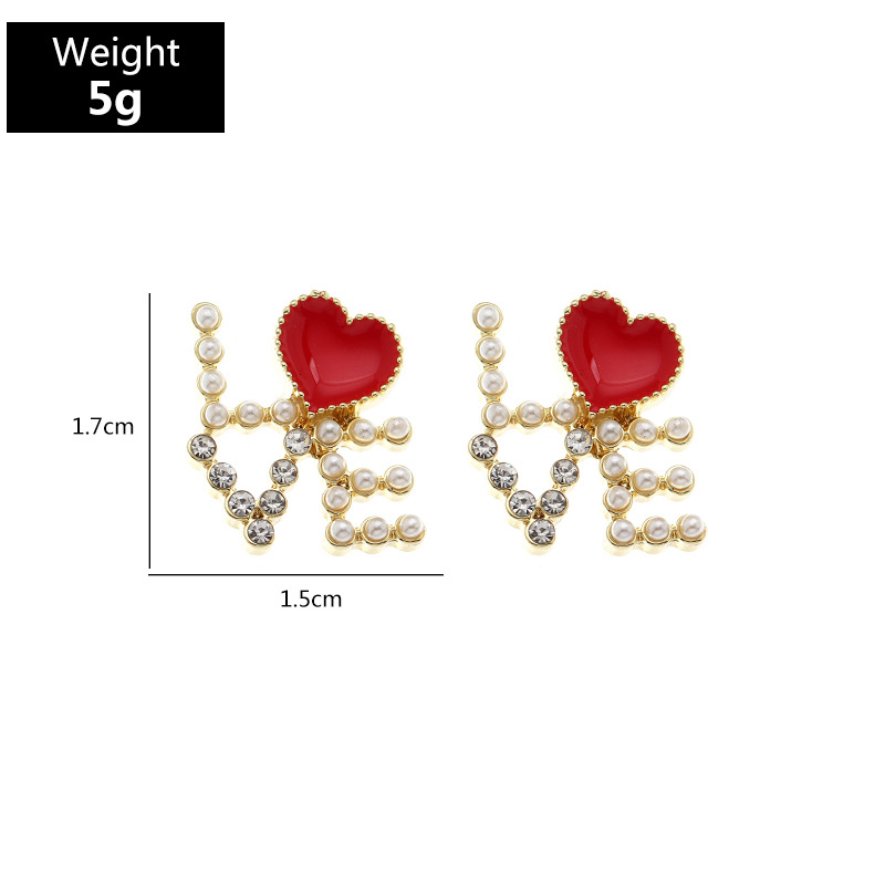 Fashion Heart-shape Pearl Letter Earrings display picture 36