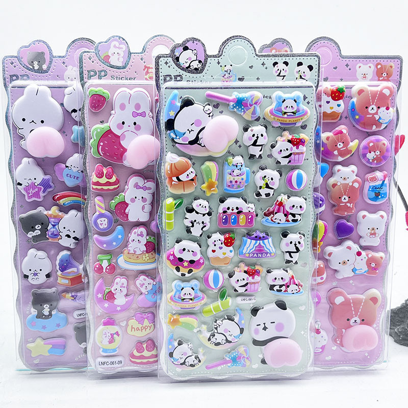 Cross-Border Sanrio 3D Cartoon Pop-Up Butt Stickers, Squishy Peach Stickers, Phone Case Decoration Stickers, Bubble Stickers
