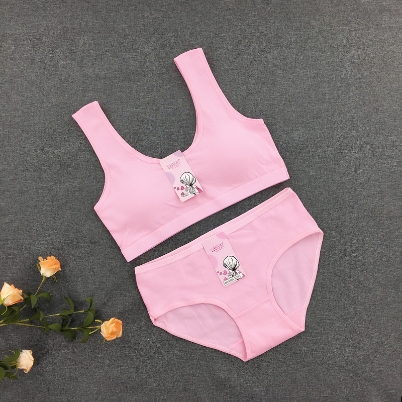 Color sólido algodón medio y grande niños ropa interior de niñas de escuela secundaria estudiantes de primaria envuelto pecho niñas desarrollo deportes chaleco ropa interior