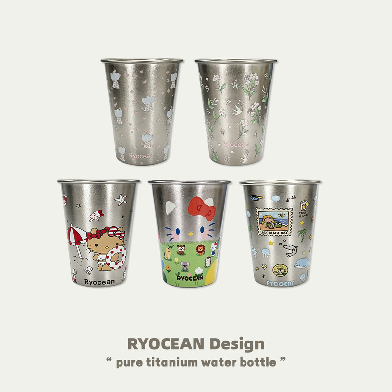 Pure titanium Hello Kitty insulated cup, cartoon portable water cup, high aesthetic cold drink cup, pure titanium beer cup Pure titanium Hello Kitty insulated cup, cartoon portable water cup, high aesthetic cold drink cup, pure titanium beer cup
