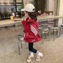 女童外套春秋款2025新款儿童连帽拉链衫休闲韩版洋气小女孩冲锋衣