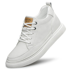 男鞋春季新款中幫冬季運動休閒板鞋青少年黑色皮鞋增高8CM潮鞋