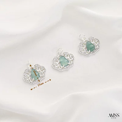 Hand Charm, Pixiu, Butterfly Spacer | Zərgərlik ara hissələri - silver-natural-grade-a-jade-gourd-lock-pendant-1-piece