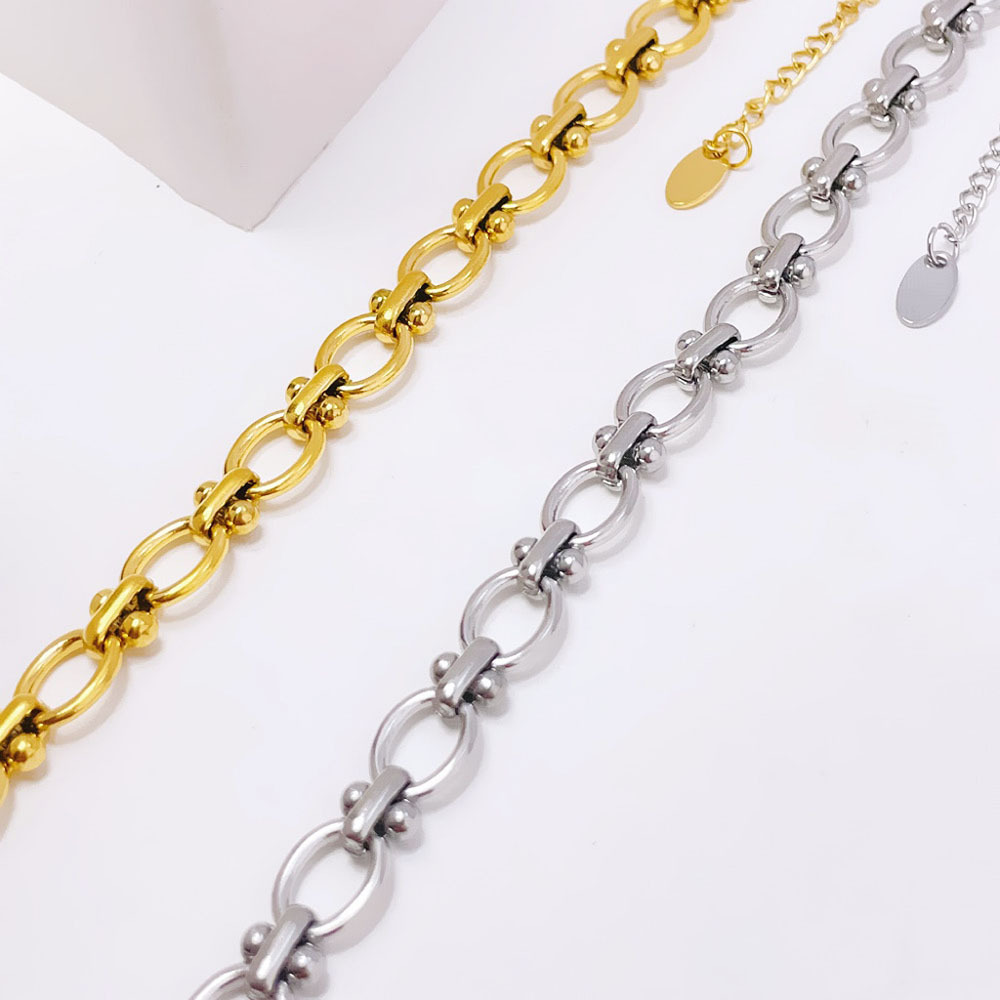 European and American Exaggerated Personality Design Hollow Thick Chain Bracelet Fashionable and Popular Titanium Steel Bracelet for Women Wholesale Versatile
