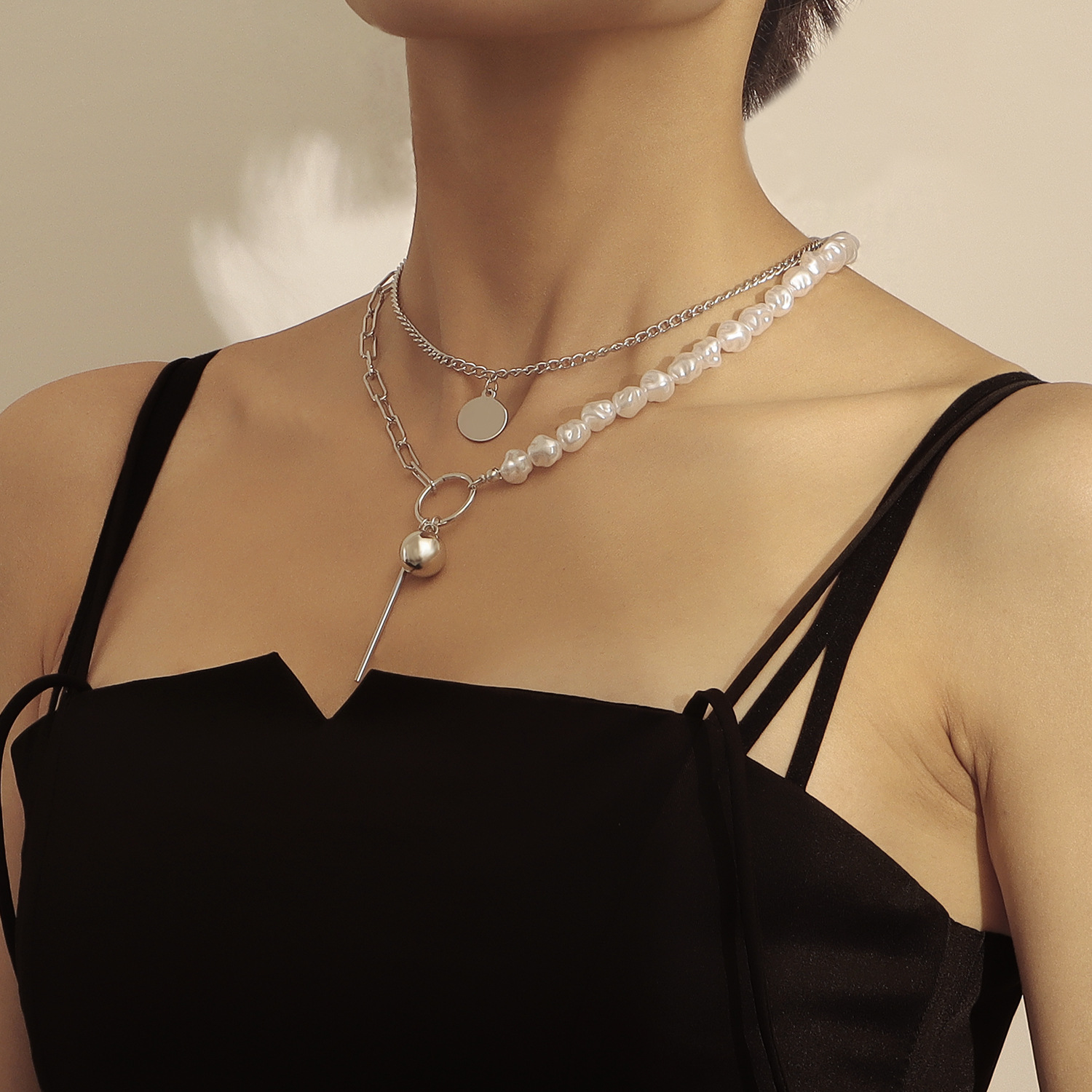 Fashion Geometric Alloy Plating Artificial Pearls Women's Layered Necklaces display picture 6