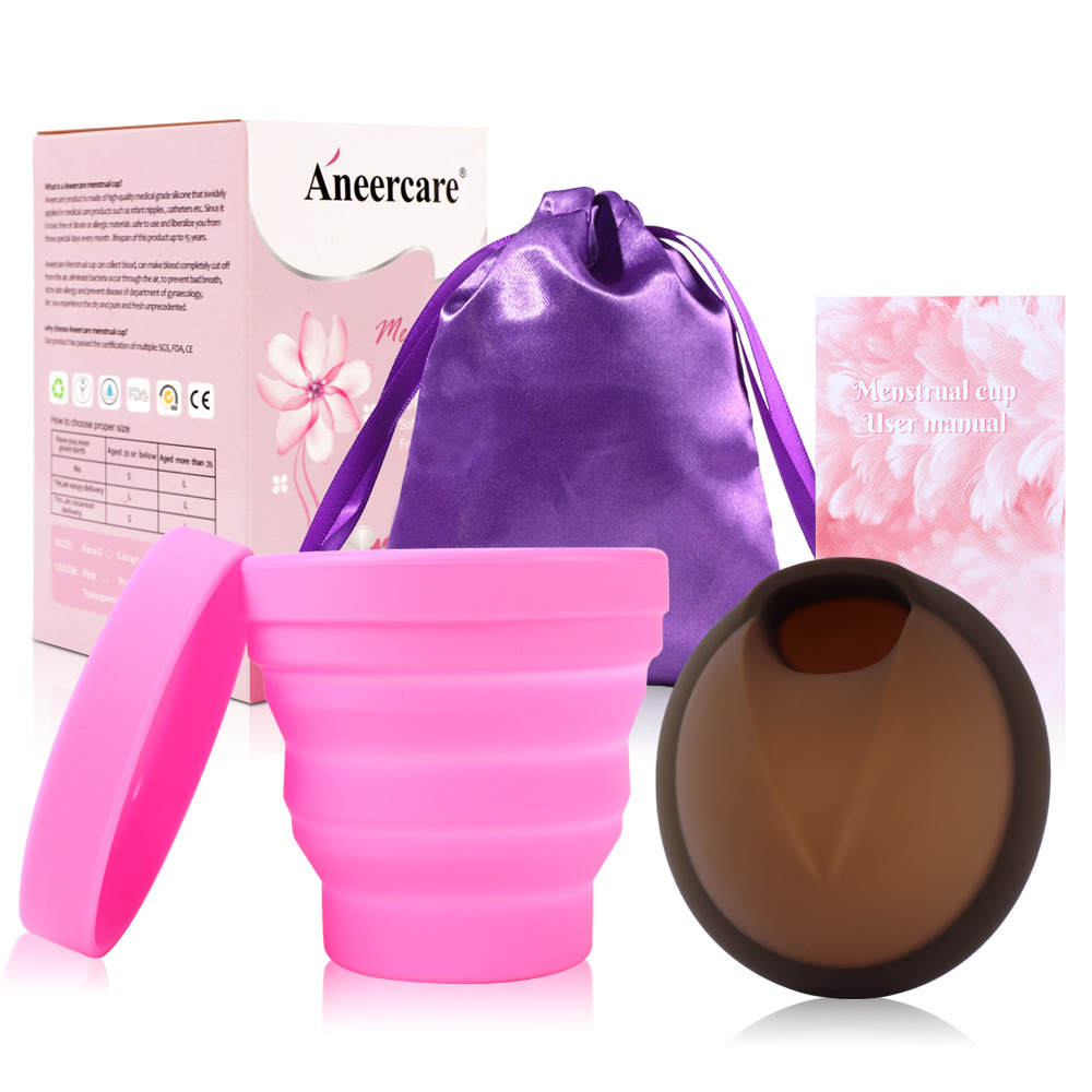 月經盤跨境女性經期日用防漏月亮杯 硅膠摺疊杯重複使用月經杯