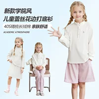 Весенне-осенняя новая детская рубашка в консервативном стиле с кружевным низом, универсальная рубашка с полугольфом для девочек в британском стиле