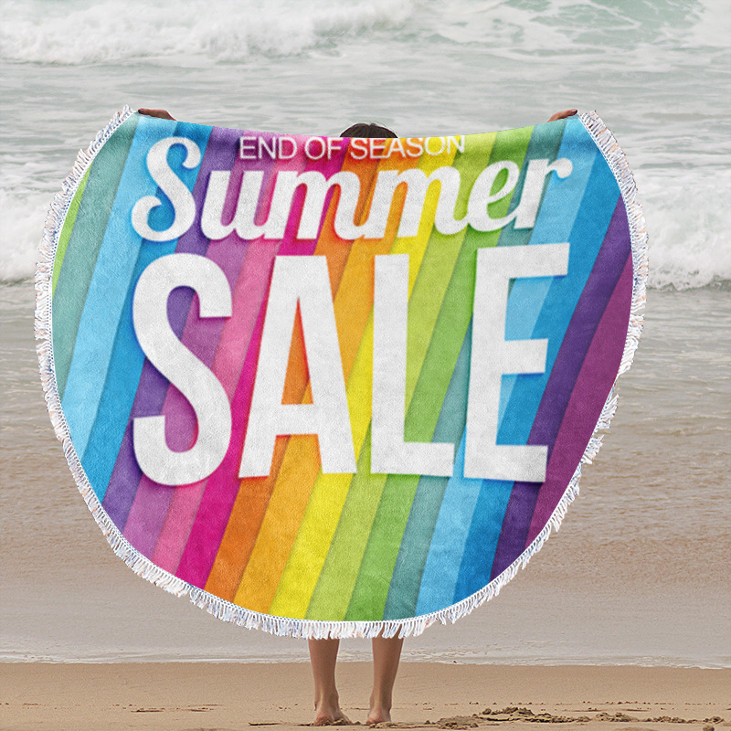 Toalla de playa redonda de microfibra impresión digital estilo nórdico ins suave absorción de agua toalla de baño con estampado de borlas