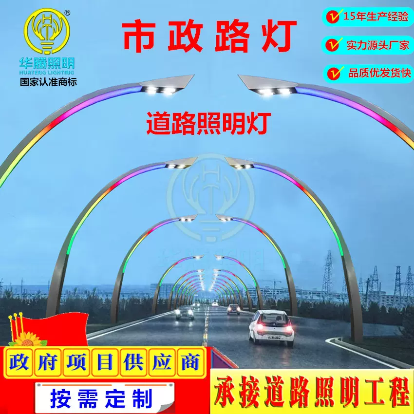 定制led道路照明单臂路灯8米10米高低双臂路灯12米市政工程路灯