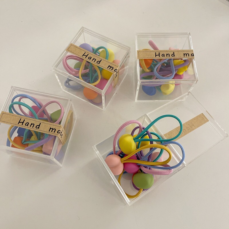 10 adornos lindos de cabello de color caramelo, anillo de cabello de niña, cordón de correa de cabello, adornos de cabello de niños coreanos de alta elasticidad