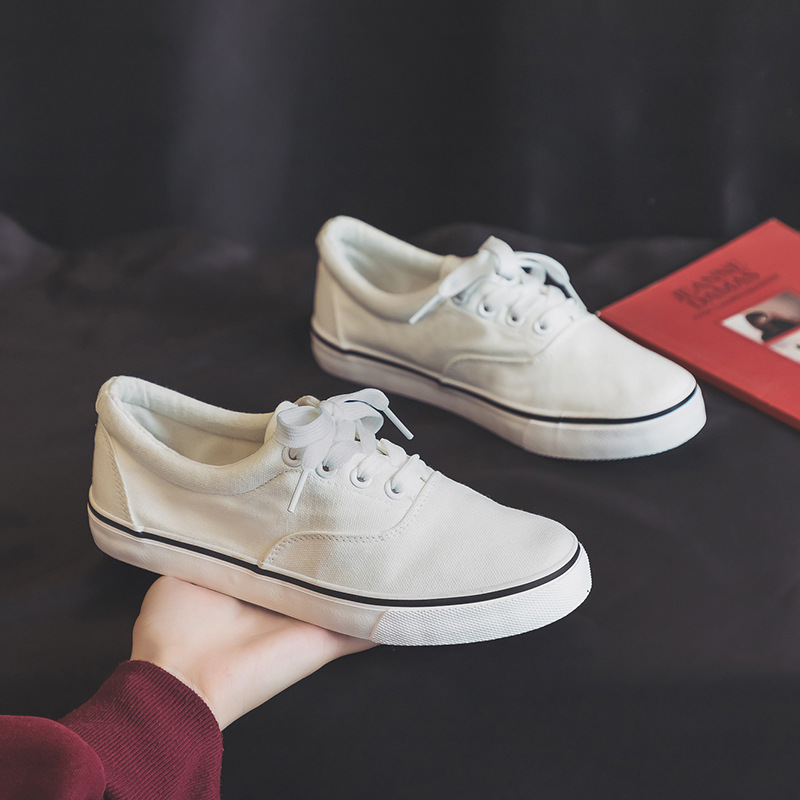 Harajuku versátil zapatos blancos para mujeres 2026 nuevos zapatos de skate super caliente para parejas zapatos de lona de color sólido calzado casual vulcanizado image 3