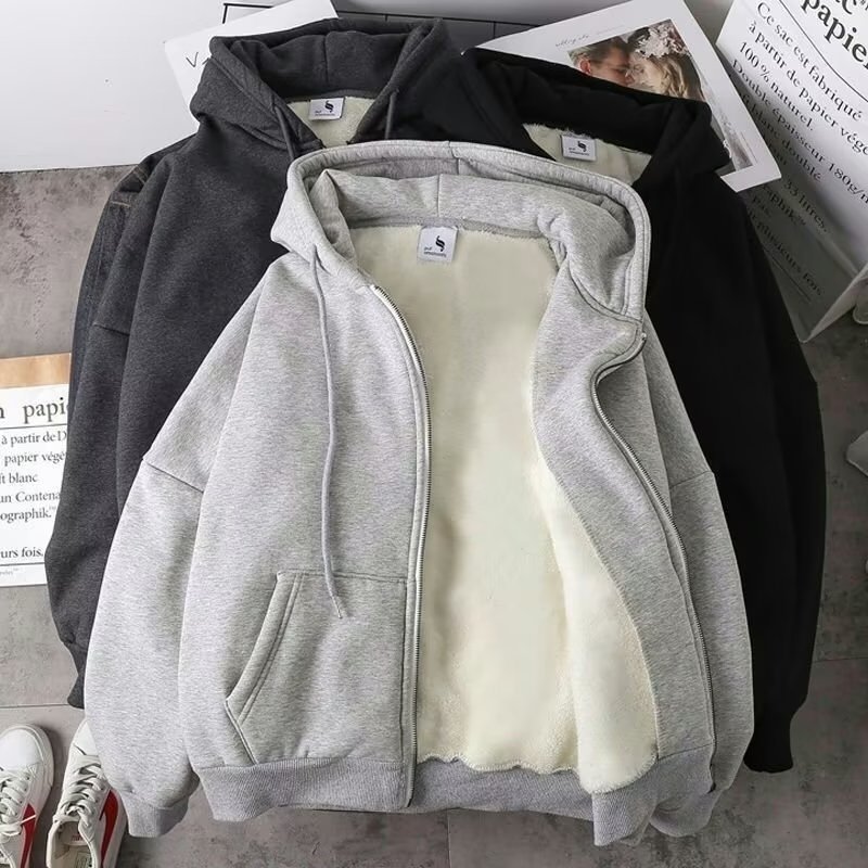 boy Fleece-Lined Thickened Warm Jacket For Men Women, Autumn And Winter 2024 New Style, Versatile Korean Version Zipper_voghion.com
