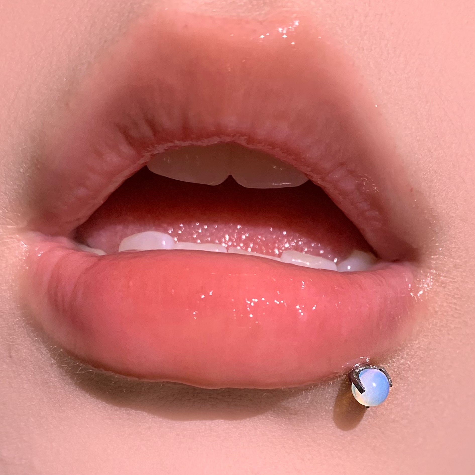 Labret piercing jewelry detail image
