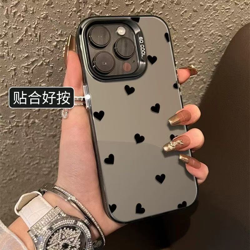 シンプルなハート型のiPhone17Promax用スマホケース、個性的で元気なデザイン、iPhone16/15/14/13対応、欧米風|undefined