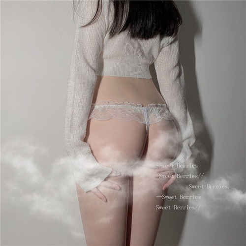 Lace open low-waist thong pearl massage sexy panties T-string bow hollow women's panties sexy