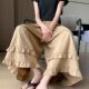 Nine-point skirt pants women's summer 2025 new plus size fat MM300 kg high waist casual American lace wide leg skirt pants