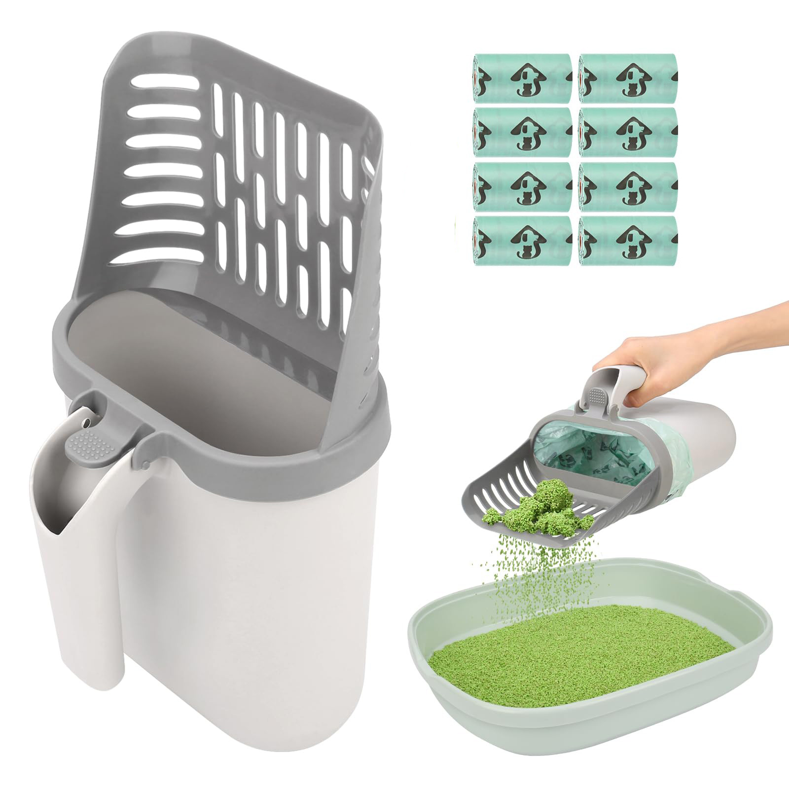 Una sola caja de almacenamiento para gatos para limpieza de mascotas de arena de gato desmontable bolsa de basura de gran capacidad para herramientas de limpieza de mascotas