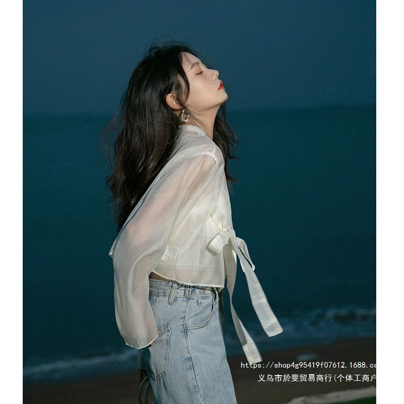 Super Fairy Sun Protection Women's Long-Sleeved Shawl Summer Versatile Ice Silk Chiffon Top Air Conditioning Cardigan Breathable Thin Jacket