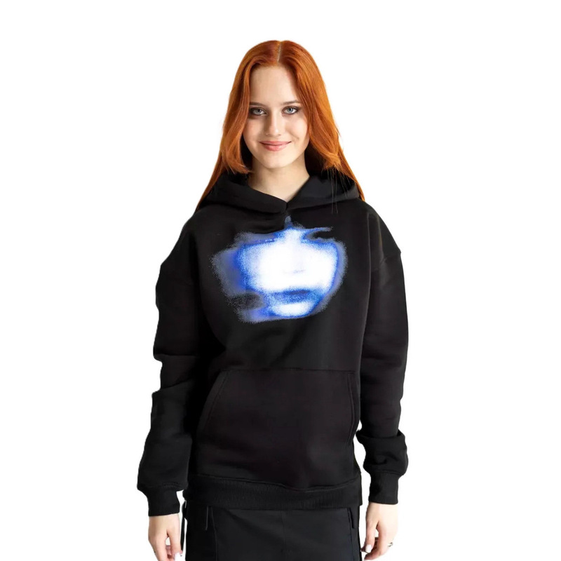 Foreign Trade European and American 2025 New Autumn and Winter Warm Y2K Blurred Image Printed Sweatshirt Loose Casual Sports Top