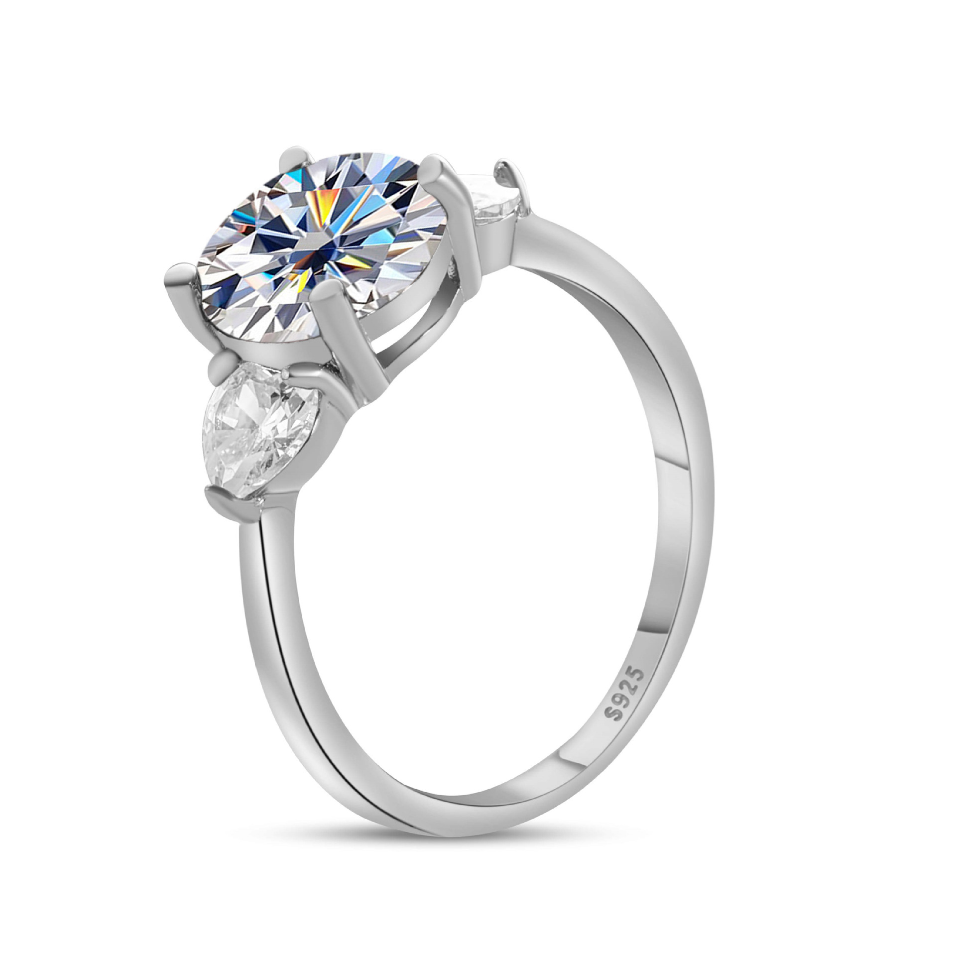 Anillo de piedra de color 3CT de plata esterlina S925 cinturón de plata GRA Certificado de comercio electrónico transfronterizo anillo de mujer de venta caliente