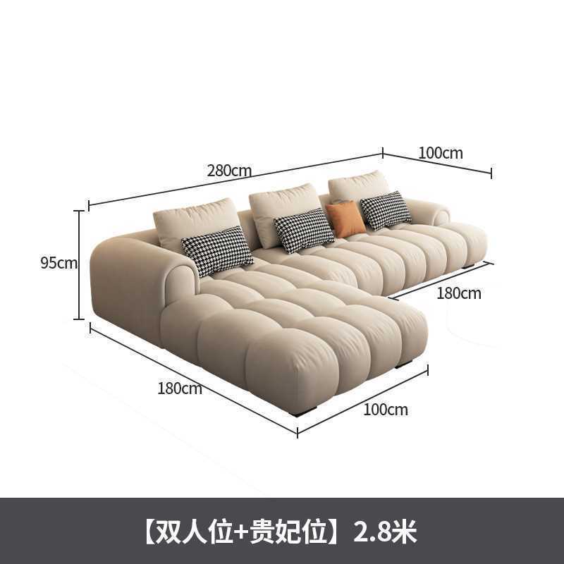 奶油风泡芙沙发客厅大坐深简约小户型直排转角猫抓布云朵厂家|undefined