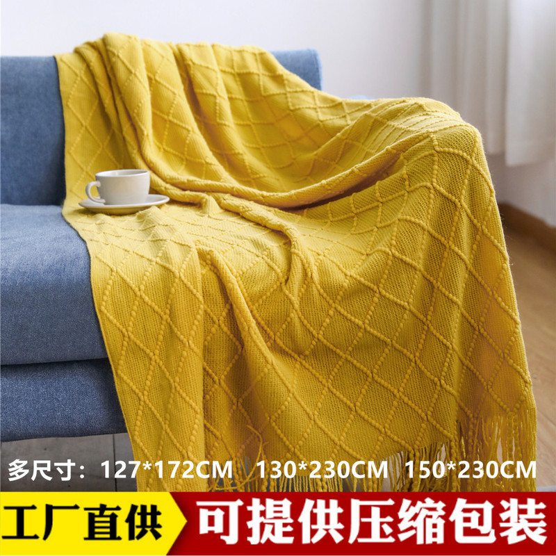Knitted Blanket sofa blanket blanket tassel thin blanket office air conditioning Blanket Bay window blanket summer nap blanket small blanket