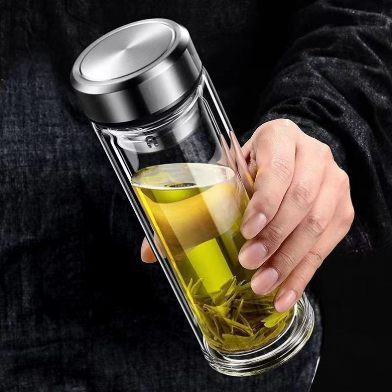 双层中空钢化玻璃杯摔不烂的保温水杯茶水分离男士防摔耐高温无|undefined