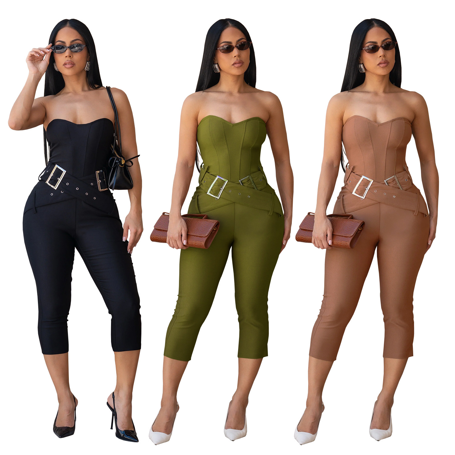 C7693 Aliexpress transfronterizo Amazon Europa y América de moda femenina sexy delgada de color sólido junkie