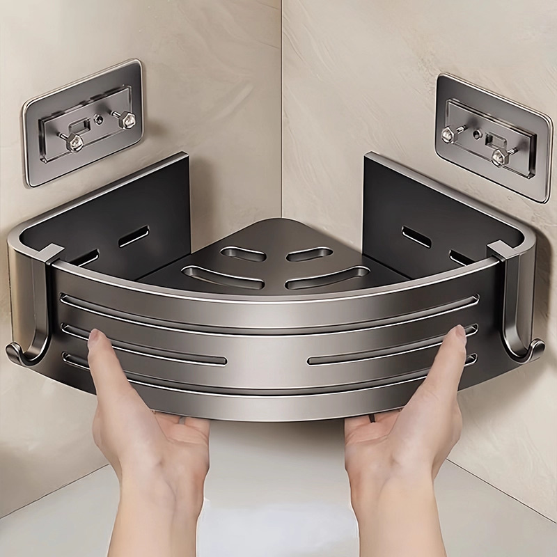 浴室置物架三角篮转角免打孔壁挂式家用沐浴露收纳架子卫生间架子