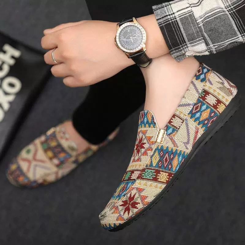 Весенне-летние туфли-бини, мужская повседневная обувь, туфли без шнуровки, мужские туфли для ленивых, старые тканевые туфли из Пекина.