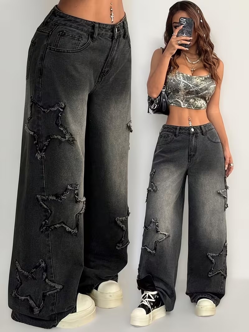 Jeans Rectos de Cintura Alta para Mujer en Mezclilla de Algodón con Pierna Ancha image 7