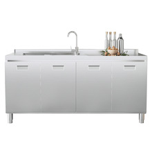 304整体全不锈白钢厨房橱柜简易灶台一体储物收纳碗柜家用小