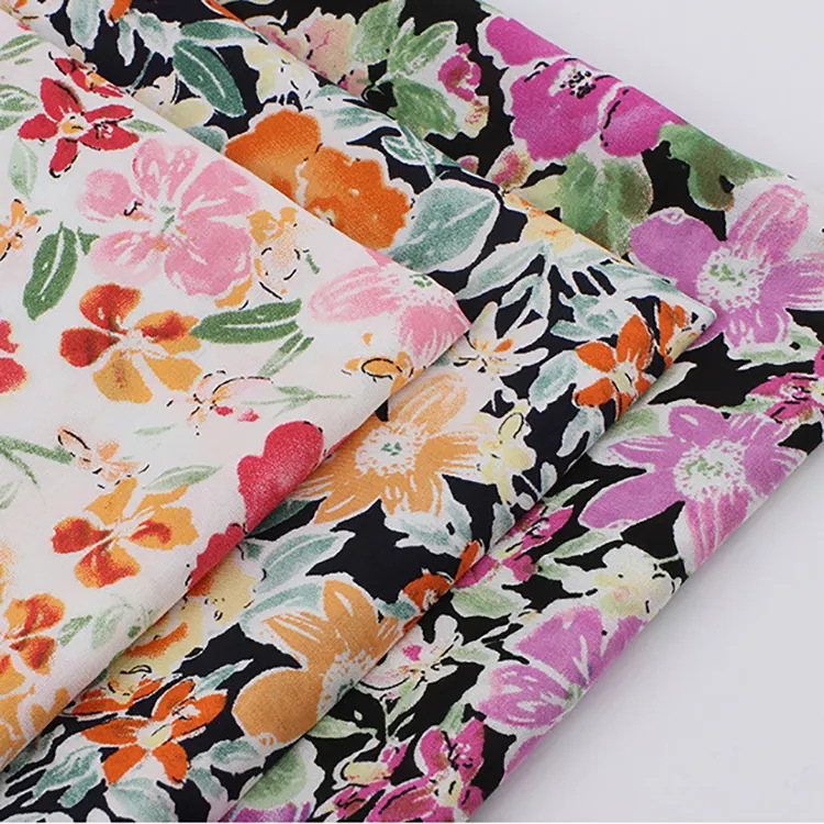 Fábrica directa inventario de algodón a granel tejido de impresión de camisa de rayon