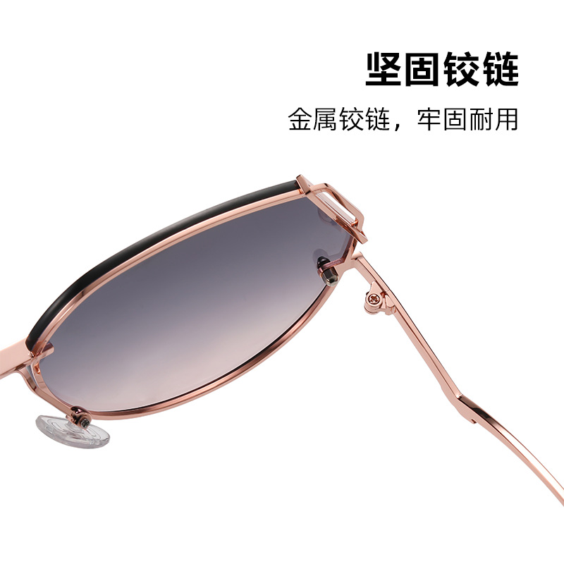 JS8567 HD nylon degradado gris Rosa gafas de sol nuevas gafas de sol sin marco de las mujeres avanzadas a prueba de rayos UV