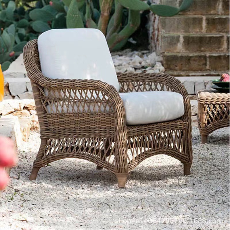 Sofá de vid al aire libre nórdico patio terraza jardín terraza residencial hotel balcón villa zona de ocio con sofá de alta gama