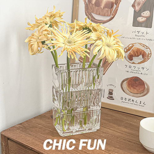 ins style simple crystal glass vase wholesale hydroponic living room flower arrangement transparent ornament high-end internet celebrity vase