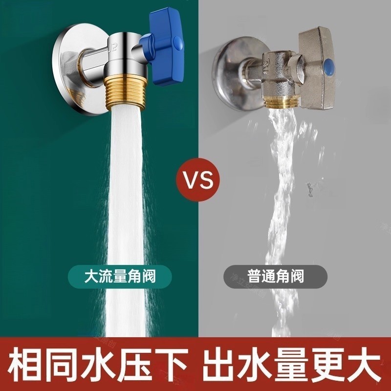 全铜球芯全开大流量角阀冷热水燃气热水器专用球阀三角阀开关4分|undefined