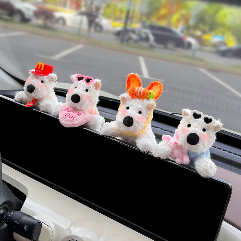 Decoración de coche de West Highland, accesorios de coche, pantalla de control central, muñeca de fiesta, pantalla de visualización de cachorro, linda decoración de pantalla