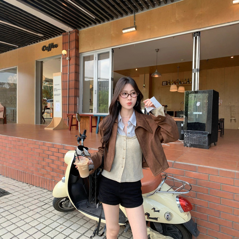实拍 美拉德休闲独特酷飒夹克短外套2025秋小个子设计感短款上衣|undefined