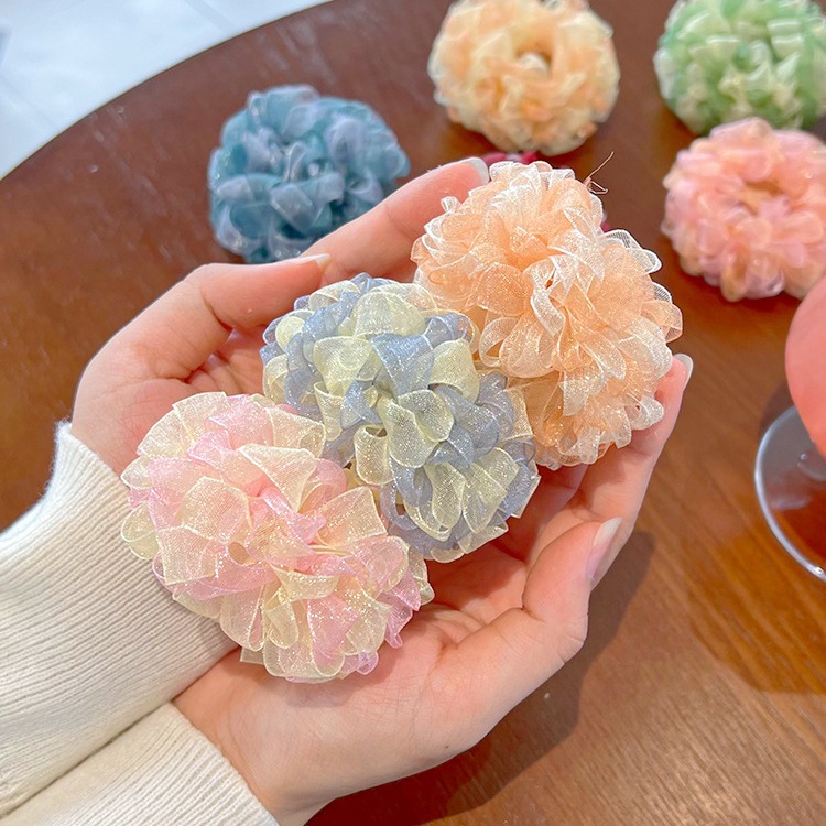 Cabeza de hilo de malla de alta elasticidad bola de cabello cuerda de cabello correa de cabello fresco dulce tocado de cabello de cabello de cola de caballo alta anillo de cabello