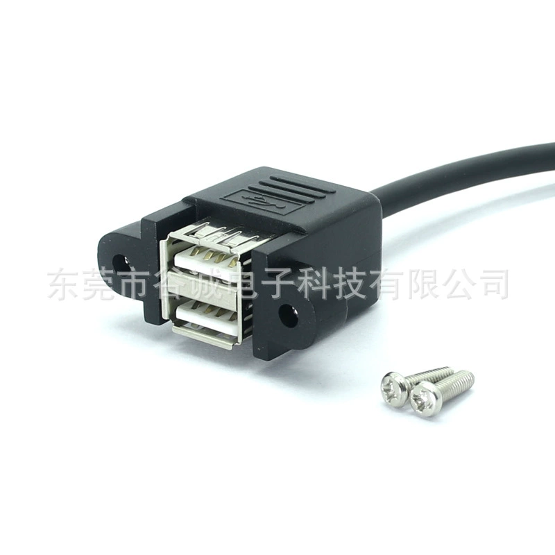 Пользовательский горизонтальный порт двойной USB2.0 AF пара 2*4Pin DuPont разъем подключение с винтами для фиксации кабеля передачи данных