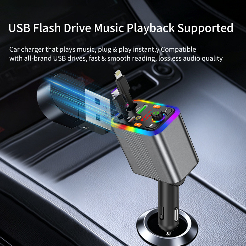 New car Bluetooth MP3 player with aluminum alloy shell, car charger, FM transmitter, hands-free calling, cross-border manufacturer supply