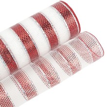 跨境diy圣诞丝带塑料雪纱彩带格子织带蝴蝶结装饰配件