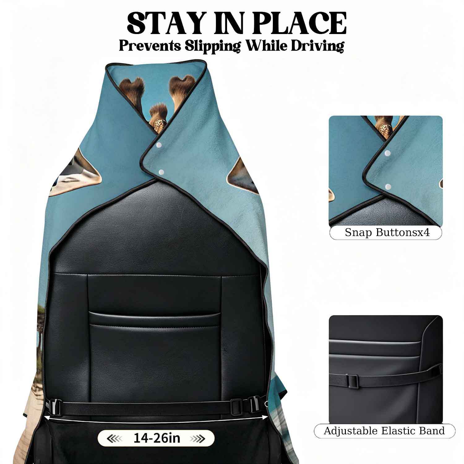 Printed bath towel and car seat cover 2-in-1, ultra-fine fiber outdoor beach and car dual-use universal seat cushion